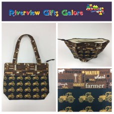 Medium Tote Bag with Zip- Farmers Fighting Spirit - Words and Tractors Medium Tote Bag with Zip- Farmers Fighting Spirit - Words and Tractors